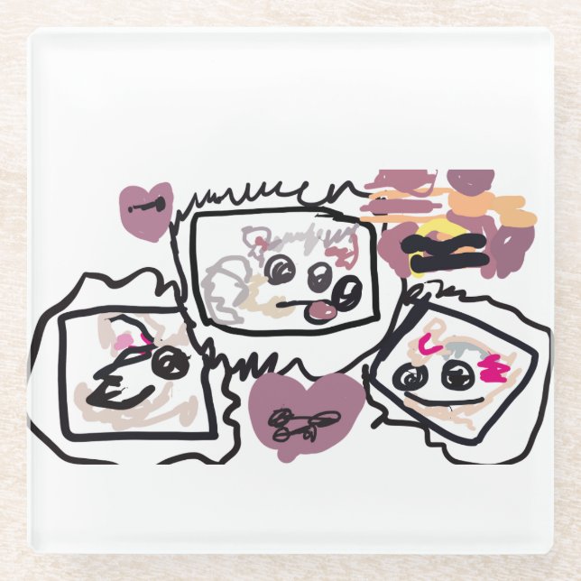 Samoyed Hearts  Glass Coaster (Front)