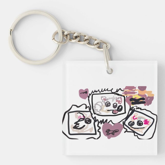 Samoyed Hearts  Key Ring (Front)