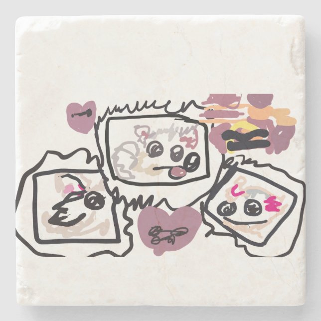 Samoyed Hearts  Stone Coaster (Front)