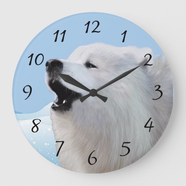Samoyed Large Acrylic Wall Clock (Front)