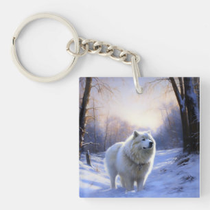 Samoyed Let It Snow Christmas Key Ring