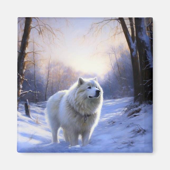 Samoyed Let It Snow Christmas Magnet (Front)