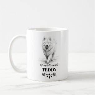 Samoyed Life is better with Custom Dog Name Coffee Mug