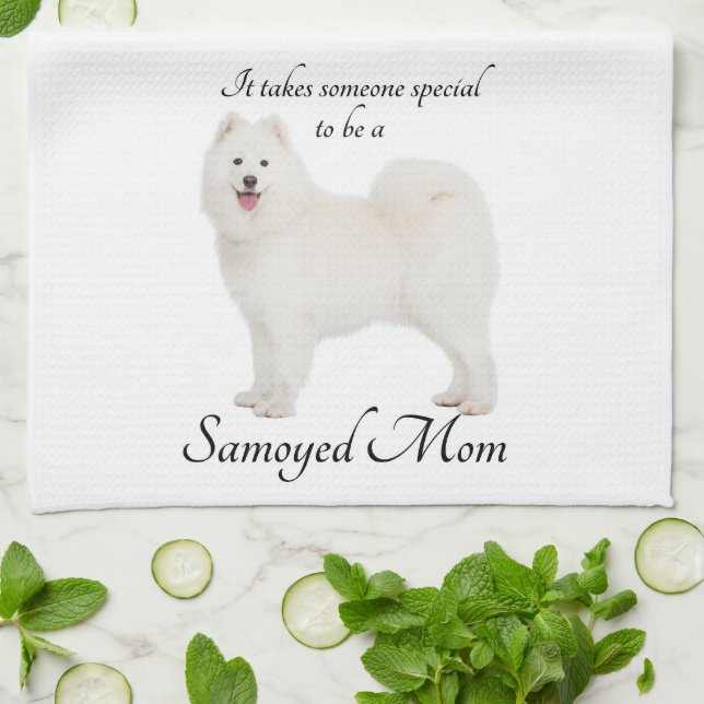 Samoyed Mum Kitchen Towel (Folded)