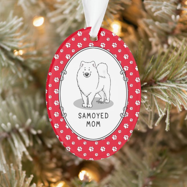 Samoyed Mum (white) Cute Fun Dog Mum Ornament (Tree)