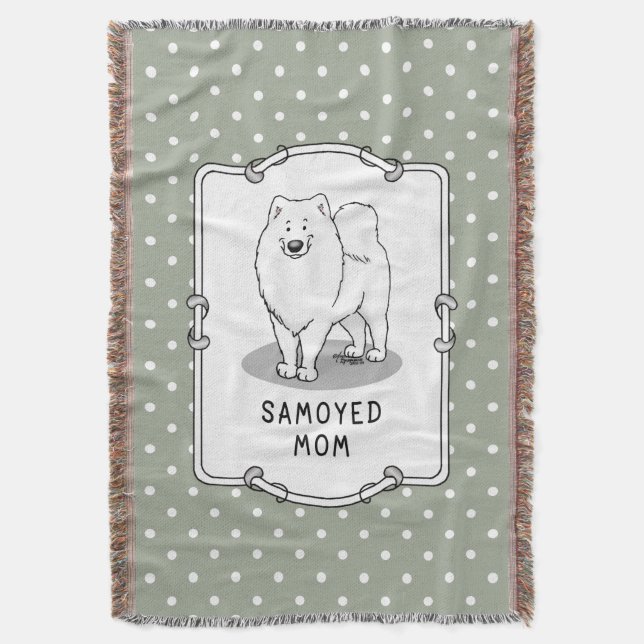 Samoyed Mum (white) Cute Fun Dog Mum Throw Blanket (Front Vertical)