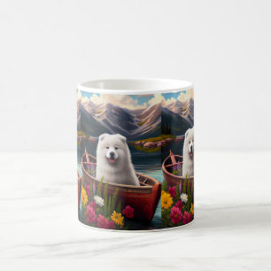 Samoyed on a Paddle: A Scenic Adventure Coffee Mug