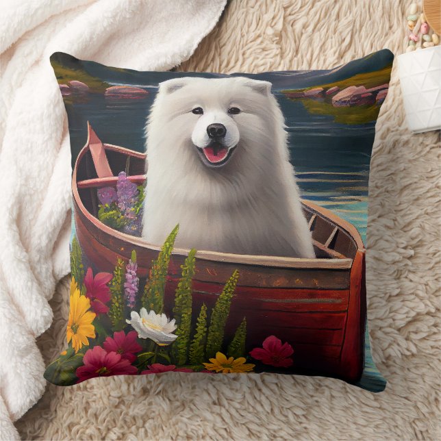 Samoyed on a Paddle: A Scenic Adventure Cushion (Blanket)