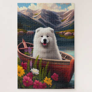 Samoyed on a Paddle: A Scenic Adventure Jigsaw Puzzle