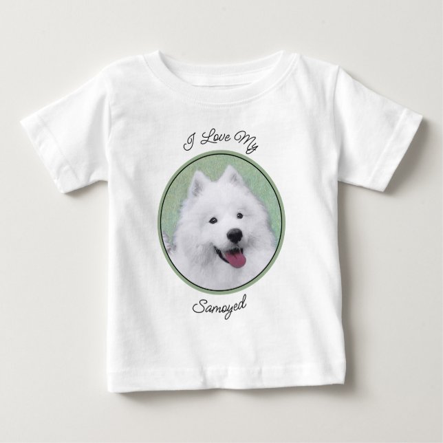 Samoyed Painting - Cute Original Dog Art Baby T-Shirt (Front)