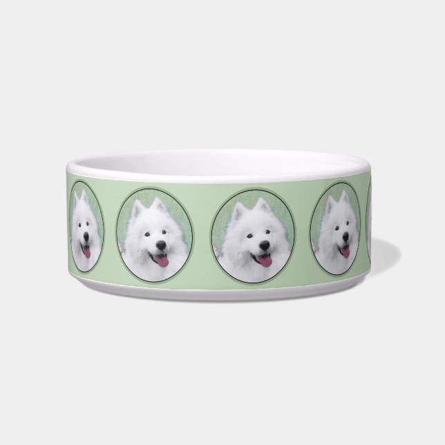Samoyed Painting - Cute Original Dog Art Bowl (Left)