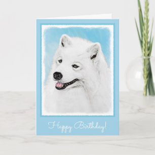 Samoyed Painting - Cute Original Dog Art Card