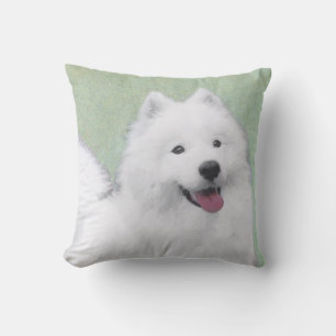 Samoyed Painting - Cute Original Dog Art Cushion