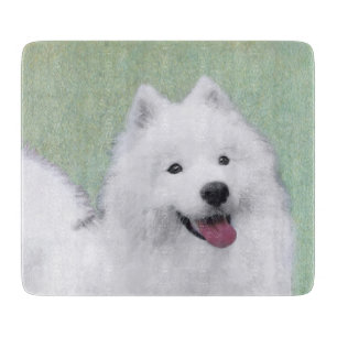 Samoyed Painting - Cute Original Dog Art Cutting Board