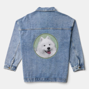 Samoyed Painting - Cute Original Dog Art Denim Jacket