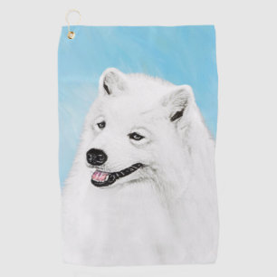 Samoyed Painting - Cute Original Dog Art Golf Towel
