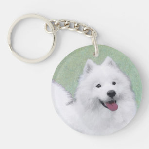 Samoyed Painting - Cute Original Dog Art Key Ring