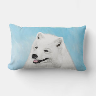 Samoyed Painting - Cute Original Dog Art Lumbar Cushion