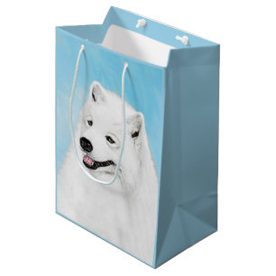 Samoyed Painting - Cute Original Dog Art Medium Gift Bag
