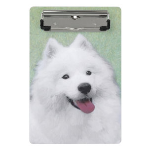 Samoyed Painting - Cute Original Dog Art Mini Clipboard
