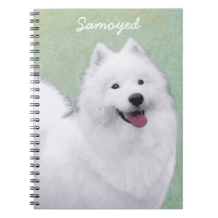 Samoyed Painting - Cute Original Dog Art Notebook