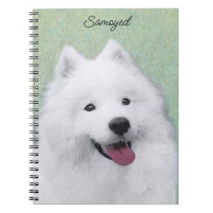 Samoyed Painting - Cute Original Dog Art Notebook