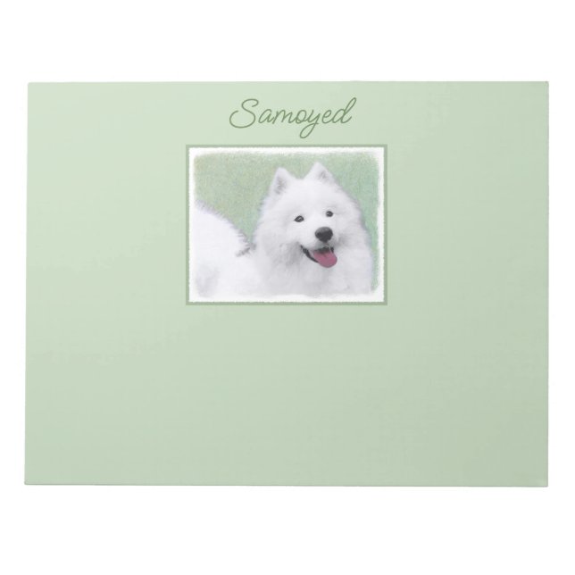 Samoyed Painting - Cute Original Dog Art Notepad (Front)