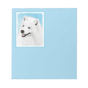 Samoyed Painting - Cute Original Dog Art Notepad