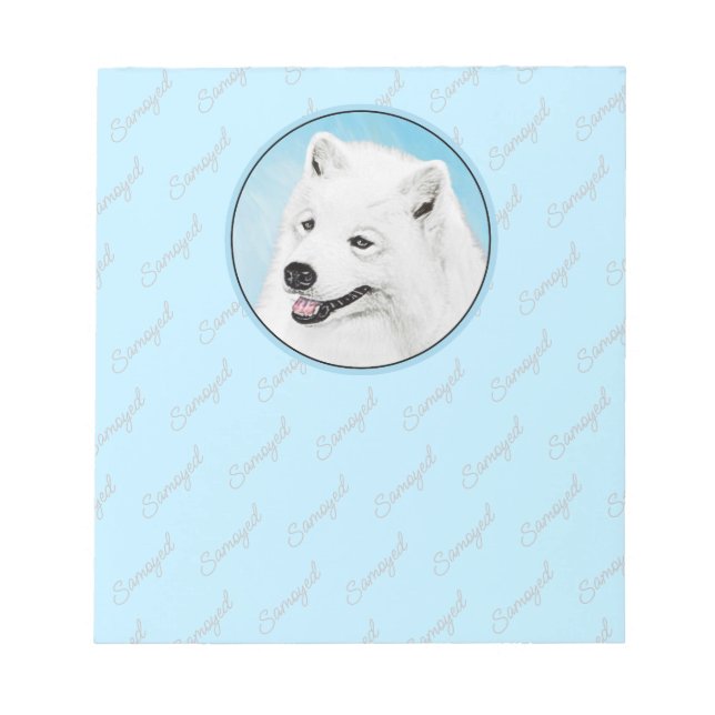 Samoyed Painting - Cute Original Dog Art Notepad (Front)