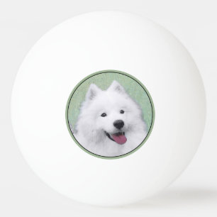 Samoyed Painting - Cute Original Dog Art Ping Pong Ball