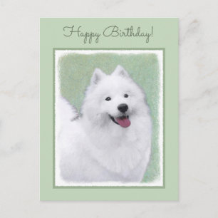 Samoyed Painting - Cute Original Dog Art Postcard