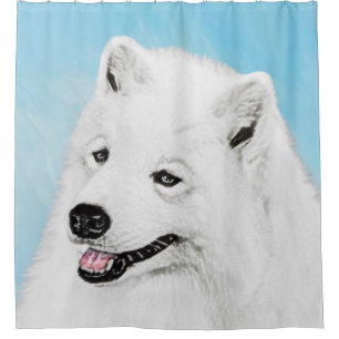 Samoyed Painting - Cute Original Dog Art Shower Curtain