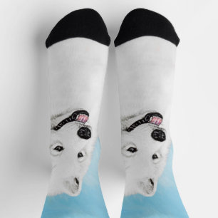 Samoyed Painting - Cute Original Dog Art Socks