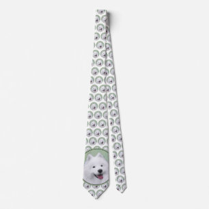 Samoyed Painting - Cute Original Dog Art Tie
