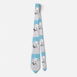 Samoyed Painting - Cute Original Dog Art Tie