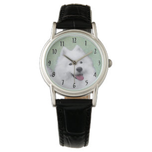Samoyed Painting - Cute Original Dog Art Watch