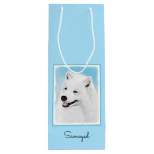Samoyed Painting - Cute Original Dog Art Wine Gift Bag