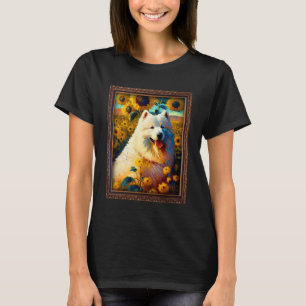 Samoyed Painting Sunflower Flower Mum Women Floral T-Shirt