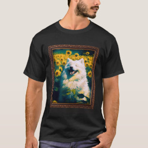 Samoyed Painting Sunflower Flower Mum Women Floral T-Shirt