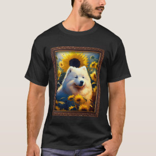 Samoyed Painting Sunflower Flower Mum Women Floral T-Shirt