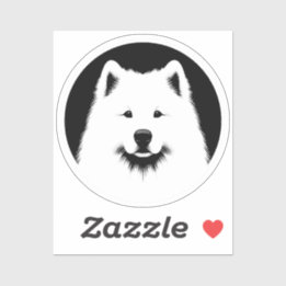 Samoyed Pop Art Classic Round Sticker Black White