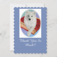 Samoyed Portrait,Scalloped Flat Greeting Card