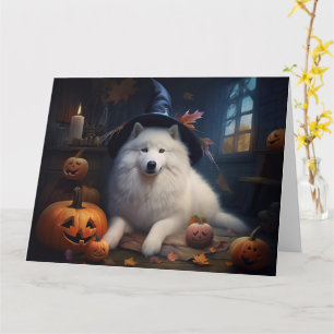 Samoyed Pumpkins Halloween Scary Card