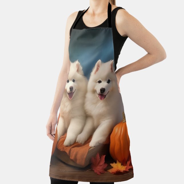 Samoyed Puppy Autumn Delight Pumpkin  Apron (Insitu)
