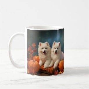 Samoyed Puppy Autumn Delight Pumpkin Coffee Mug