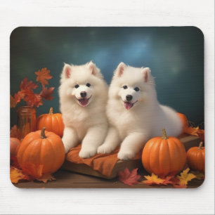 Samoyed Puppy Autumn Delight Pumpkin  Mouse Pad