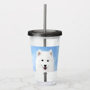 Samoyed Puppy Painting - Cute Original Dog Art Acrylic Tumbler