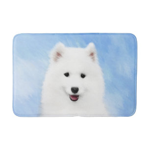 Samoyed Puppy Painting - Cute Original Dog Art Bath Mat