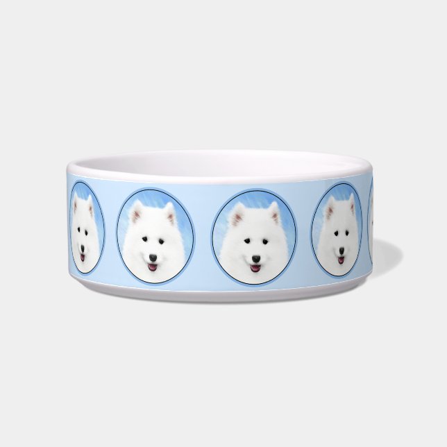 Samoyed Puppy Painting - Cute Original Dog Art Bowl (Left)