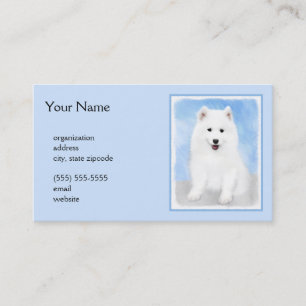 Samoyed Puppy Painting - Cute Original Dog Art Business Card